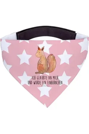 Mr. & Mrs. Panda Hundefliege Einhorn Glauben - Rot Pastell - Geschenk, Einhörner, Halstuch, Eichho, Polyester rot L | 33 cm x 33 cm