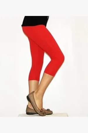 Yeset Caprihose Kinder Mädchen Hose Leggings Capri 3/4 blickdicht Baumwolle Rot 122 rot 122