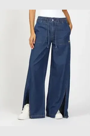Gang Weite Jeans 94PAIGE WIDE mit eingesetztem Seitenstreifen blau 32