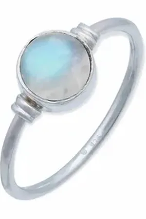 mantraroma Silberring TOLU aus 925 Silber mit Regenbogen Mondstein (Ring mit Schmuckbeutel), Damenring aus 925er Silber weiß 52