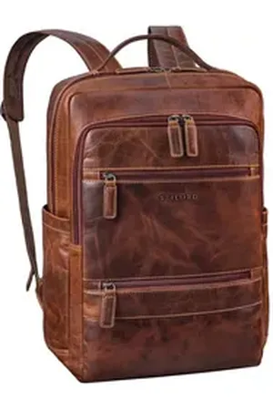 STILORD Notebook-Rucksack "Torben" 15 - 16 Zoll Laptop-Rucksack Leder Groß für Herren & Damen braun