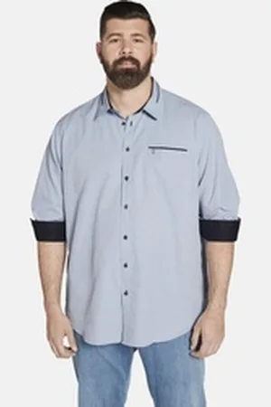 Charles Colby Langarmhemd DUKE RIFFITH mit Kontrast-Paspeln blau 7XL (55/56)