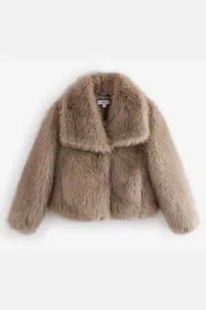 Next Fellimitatjacke Kurze Jacke aus Kunstfell (1-St) beige M