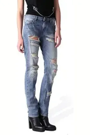 Diesel Straight-Jeans Rizzo 0846Y Destroyed Damen Jeans Hose Regular Straight blau