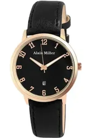 Alain Miller Quarzuhr 2900265 Herrenuhr mit Band aus Lederimitat, schwarz