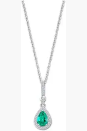 Lotus Silberkette Halskette Zirkoniastein (Halskette), Damen Kette Tropfen aus 925 Sterling Silber, türkis, silber grün|silberfarben