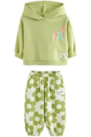 Next Sweatanzug Set mit bedrucktem Hoodie und Jogginghose (2-tlg) grün 98-104 (3-4 J.)