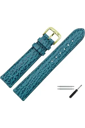 MARBURGER Uhrenarmband 26mm Leder Hai Prägung blau