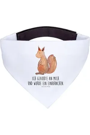 Mr. & Mrs. Panda Hundefliege Einhorn Glauben - Weiß - Geschenk, Eichhorn, Einhorn Deko, Eichhörnch, Polyester weiß L | 33 cm x 33 cm