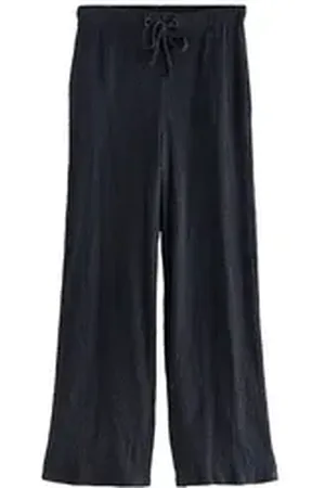 Next Palazzohose Strukturierte Hose mit weitem Bein und Kordelzug (1-tlg) blau 44,5