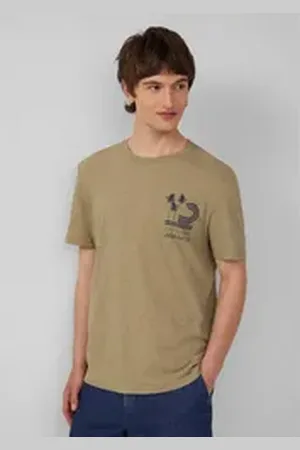 QS by s.Oliver Shirttop Baumwoll-T-Shirt mit Frontprint und Flammgarnstruktur S