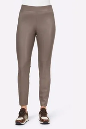 Heine Jerseyhose Lederimitat-Leggings Innenbeinlänge ca.71 cm braun 40