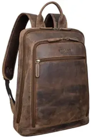 STILORD Notebook-Rucksack "Watson" Laptop Rucksack 15.6 Zoll Leder braun