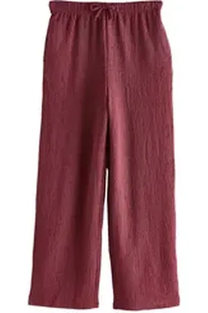 Next Palazzohose Strukturierte Hose mit weitem Bein und Kordelzug (1-tlg) rot 43