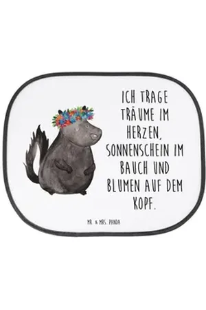 Mr. & Mrs. Panda Sonnenschutz Stinktier Mädchen - Weiß - Geschenk, Stinker, Namaste, Autoscheiben S, Seidenmatt, Vielseitig weiß