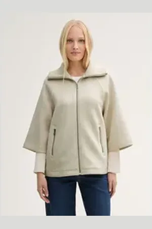 TOM TAILOR Sommerjacke Cape Jacke in Melange Optik beige|braun XL