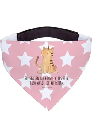 Mr. & Mrs. Panda Hundefliege Einhorn Katze - Rot Pastell - Geschenk, Einhorn Deko, Unicorn, Tuch, Polyester rot L | 33 cm x 33 cm