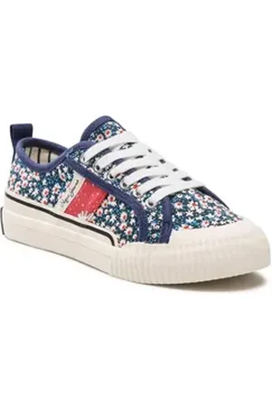 Pepe Jeans Sneakers aus Stoff Ottis Flower Girl PGS30541 Navy 595 Sneaker weiß 33 EU