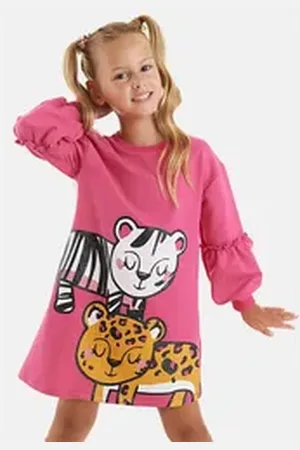 Denokids Strickkleid Leopard Zebra (2-tlg) mit Animal-Aufdruck rosa 134
