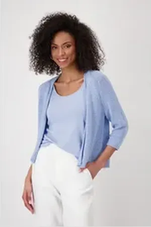 monari Strickjacke mit Rollkante blau 40