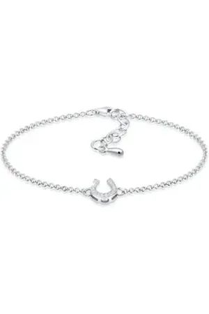Elli Armband Hufeisen Glücksbringer Zirkonia Steine 925 Silber, Hufeisen silberfarben
