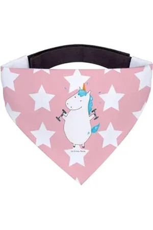 Mr. & Mrs. Panda Hundefliege Einhorn Fitness - Rot Pastell - Geschenk, Halstuch, Pumpen, Diät, gro, Polyester rot L | 33 cm x 33 cm