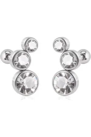Bungsa Ohrring-Set Ohrstecker / Piercing mit Kugelverschluss Kristall verschiedene Farben (1 Paar (2 Stück), 2-tlg), Ohrschmuck Ohrringe silberfarben Kristallklar
