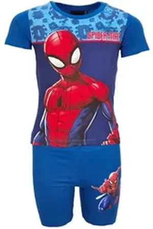 Marvel Print-Shirt Spiderman Kinder Jungen Sommerset Shirt Shorts 100% Baumwolle, Gr. 98 bis 128 blau 110