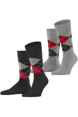 Burlington Socken Everyday Argyle (2-Paar) aus weicher gekämmter Baumwolle grau
