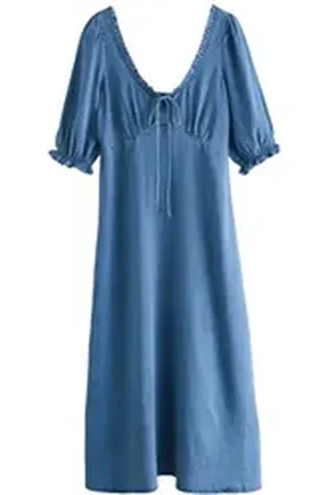 Next Midikleid Leichtes Midikleid aus Lyocell (1-tlg) blau 46 (Lang)