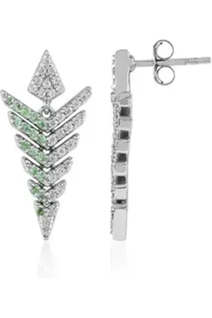 Cavill Ohrring-Set Schicke Tsavorit & Zirkon Silber Ohrringe, 1ct Tansania (2-tlg) grün|silberfarben