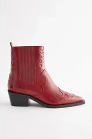 Next Hochwertige Cowboy-Stiefeletten aus Leder Stiefelette (1-tlg) rot 38,5 EU