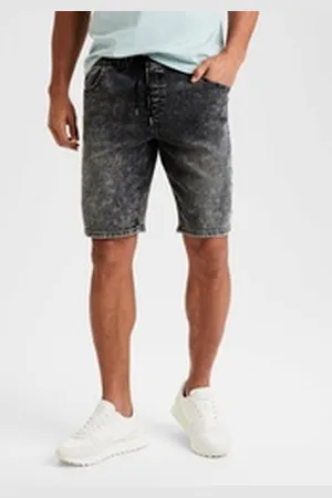 Buffalo Jeansshorts knielang, elastische Schlupf-Bermuda, kurze Hose in moonwashed schwarz L (52/54)