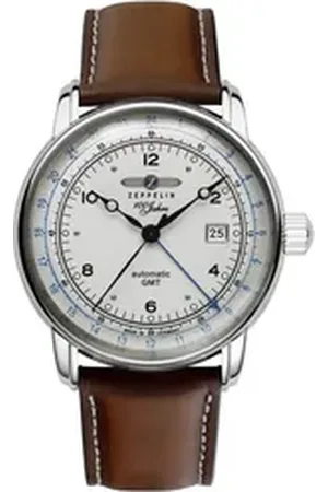 Zeppelin Automatikuhr 100 Jahre, Automatic GMT 8666-1, Armbanduhr, Herrenuhr, Datum, Made in Germany braun