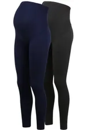 Petit Amour Umstandsleggings JULIA 2 Schwangerschaftshosen, lang, Umstandsmode Umstandshosen (2er Pack Set, 2-tlg., mit integriertem Gummibund zum Mitwachsen) mit elastischem Bund und langem Bein grau|schwarz XL (42)