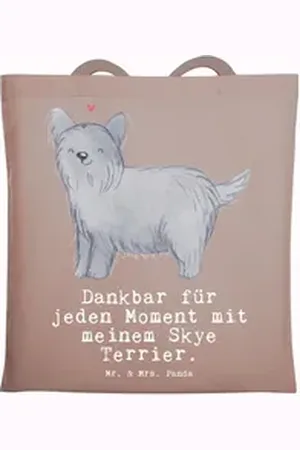 Mr. & Mrs. Panda Tragetasche Skye Terrier Moment - Braun Pastell - Geschenk, Strandtasche, Einkauf (1-tlg), Gemütliches Design braun