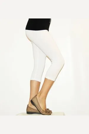 Yeset Caprihose Kinder Mädchen Hose Leggings Capri 3/4 blickdicht Baumwolle Weiß 122 weiß 122