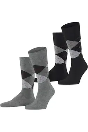 Burlington Socken Everyday Argyle (2-Paar) aus weicher gekämmter Baumwolle grau
