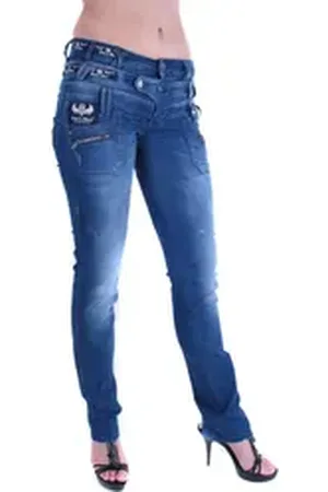 Cipo & Baxx Regular-fit-Jeans Damen Jeans Hose 3-Bund-Jeans CBW-282 blau