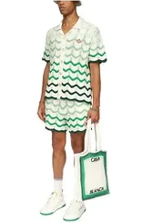 Casablanca Kurzarmhemd Cotton Strick Hemd bunt|weiß L