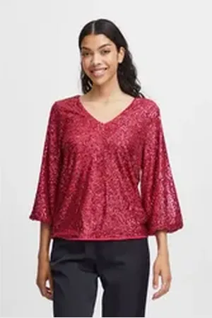 B YOUNG T-Shirt BYSOLIA V TSHIRT shirt - 20812550 Festliches T-Shirt mit Pailetten rot S