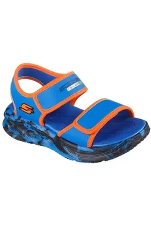 Skechers SOLA GLOW SANDAL Sandale, Sandale mit Klettverschluss+Blinkfunk., Größenschablone zum Download blau|orange 27 EU