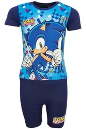 Sonic The Hedgehog Print-Shirt Kinder Jungen Sommerset Shirt Shorts 100% Baumwolle, Gr. 98 bis 140 blau 140
