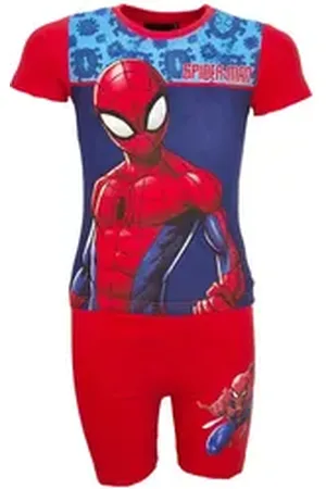 Marvel Print-Shirt Spiderman Kinder Jungen Sommerset Shirt Shorts 100% Baumwolle, Gr. 98 bis 128 rot 110