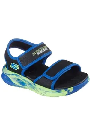 Skechers SOLA GLOW SANDAL Sandale, Sandale mit Klettverschluss+Blinkfunk., Größenschablone zum Download blau|schwarz 32 EU