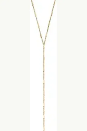 Fossil Kette mit Anhänger Y-Halskette Damen All Stacked Up Edelstahl Goldton JF04808710