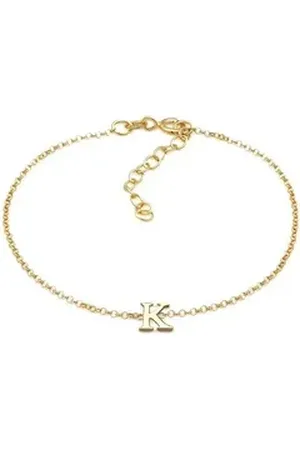 Elli Armband Buchstaben Initialen Anhänger K 925 Silber, Buchstabe goldfarben