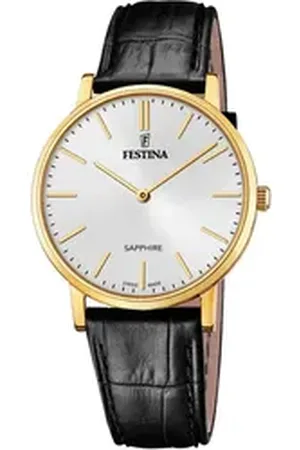 Festina Quarzuhr Swiss Made Collection F20016/1, Armbanduhr, Herrenuhr, Damenuhr, Lederband, Saphirglas, Swiss Made schwarz