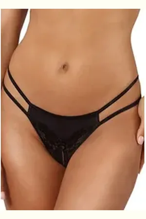 Axami String-Ouvert mit einem dekorativen Schleifchen vorn schwarz XL