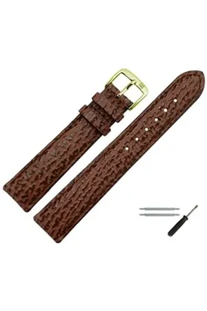 MARBURGER Uhrenarmband 26mm Leder Hai Prägung braun